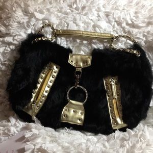 Fun Fuzzy Black & Gold with rhinestones